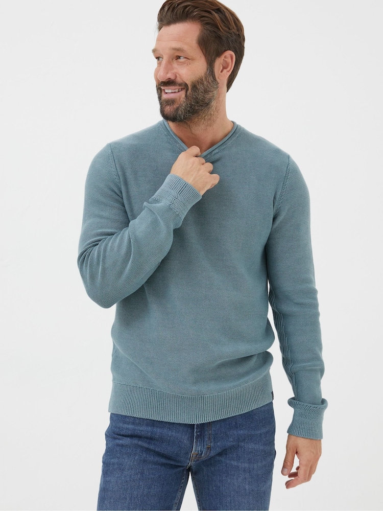 FatFace Berwick Green Washed Crew Jumper - Image 1 of 6