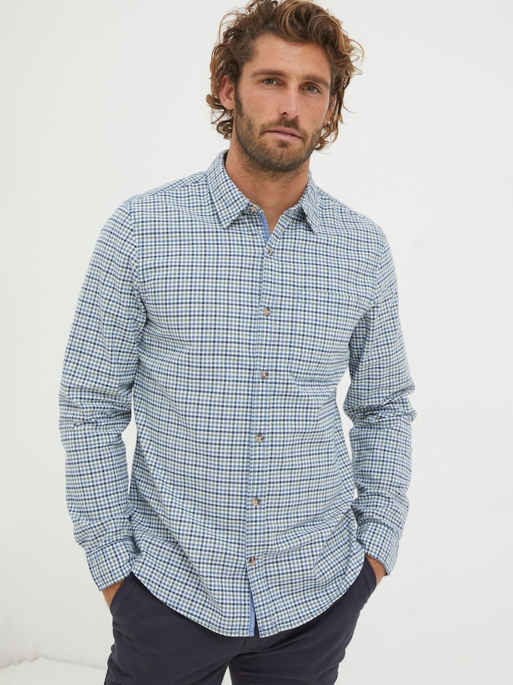 FatFace Benton Blue Gingham Shirt - Image 1 of 5 FatFace Benton Blue Gingham Shirt - Image 1 of 5
