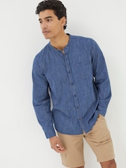 FatFace Blue Stripe Grandad Shirt - Image 1 of 5