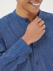 FatFace Blue Stripe Grandad Shirt - Image 4 of 5