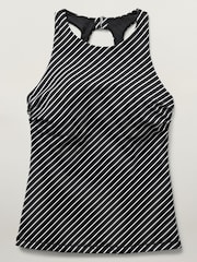 Athleta Black/White Stripe Maldives Tankini Bikini Top - Image 3 of 4