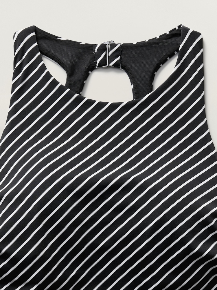 Athleta Black/White Stripe Maldives Tankini Bikini Top - Image 4 of 4