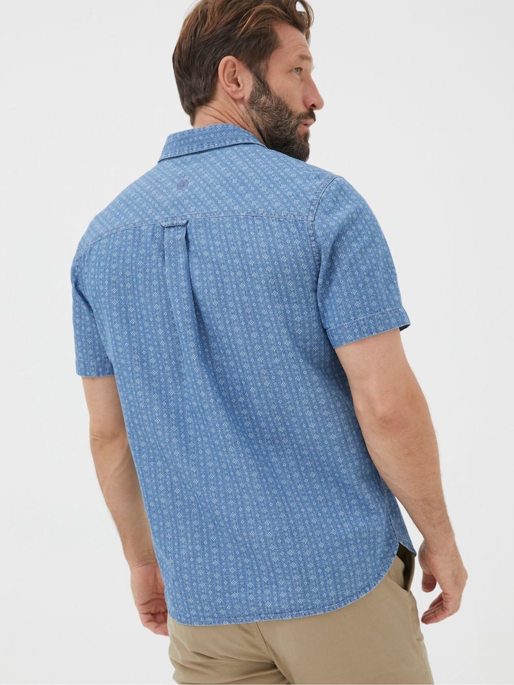 FatFace Geo Blue Indigo Print Shirt - Image 2 of 5