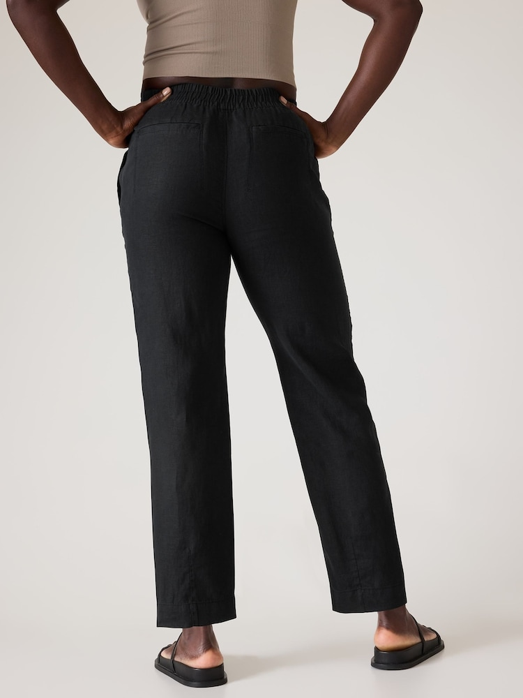 Athleta Black Retreat Linen Ankle Trousers - Image 2 of 5