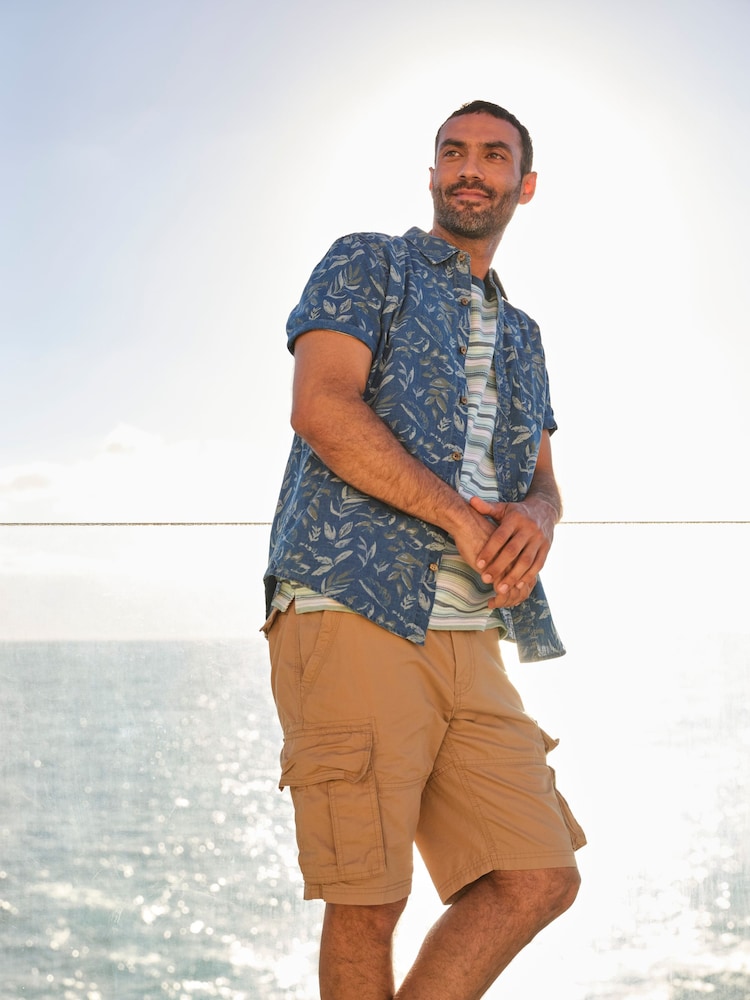 FatFace Indigo Blue Leaf Print Shirt - Image 1 of 6