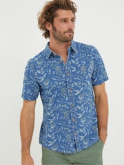 FatFace Indigo Blue Leaf Print Shirt - Image 2 of 6