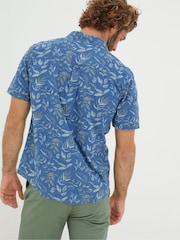 FatFace Indigo Blue Leaf Print Shirt - Image 3 of 6