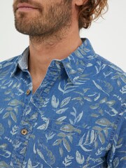 FatFace Indigo Blue Leaf Print Shirt - Image 5 of 6