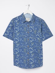 FatFace Indigo Blue Leaf Print Shirt - Image 6 of 6