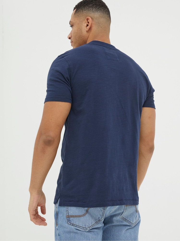 FatFace Navy Blue Woodside Slub Henley T-Shirt - Image 2 of 5