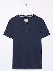 FatFace Navy Blue Woodside Slub Henley T-Shirt - Image 5 of 5