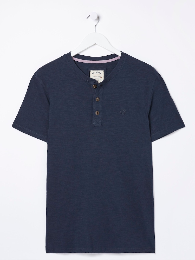 FatFace Navy Blue Woodside Slub Henley T-Shirt - Image 5 of 5
