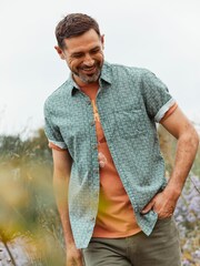 FatFace Geo Green Print Shirt - Image 1 of 6