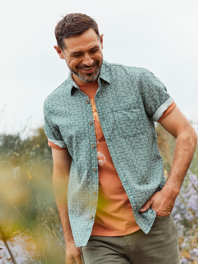FatFace Geo Green Print Shirt - Image 1 of 6