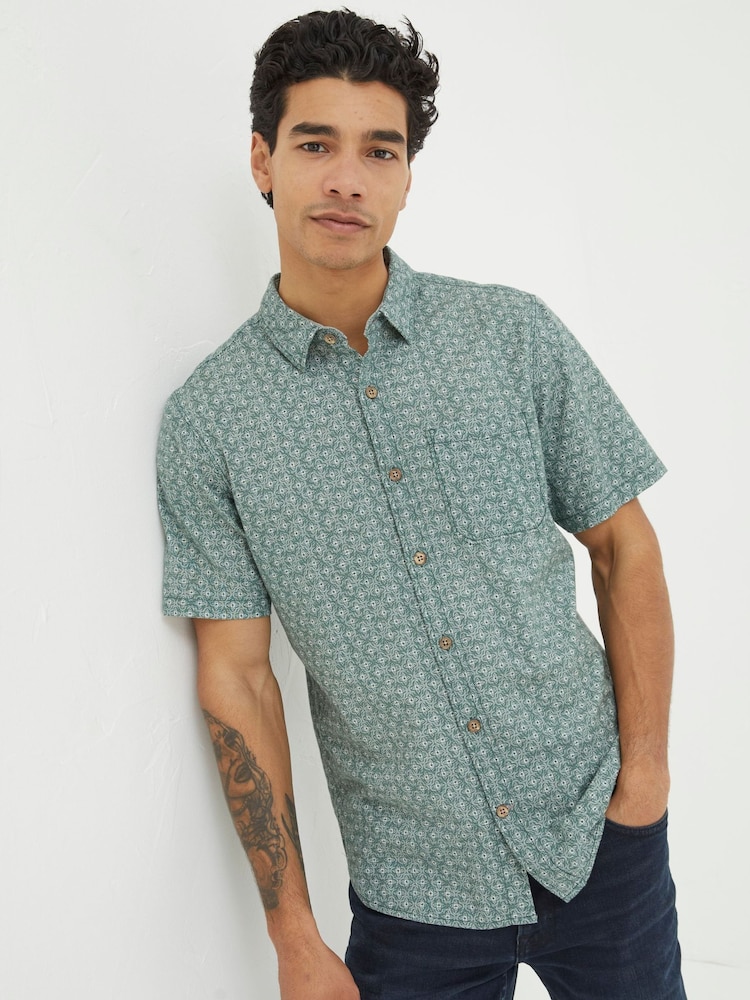 FatFace Geo Green Print Shirt - Image 2 of 6