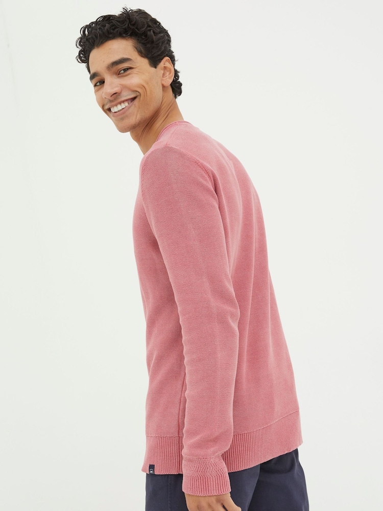 FatFace Berwick Red Washed Crew Jumper - Image 2 of 4
