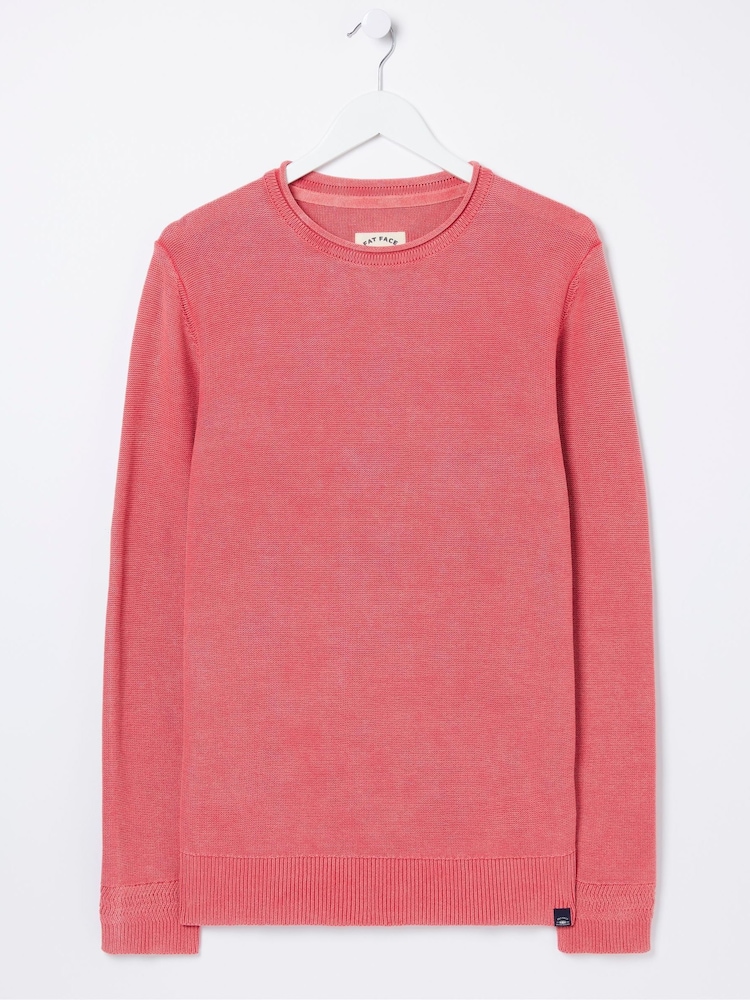 FatFace Berwick Red Washed Crew Jumper - Image 4 of 4