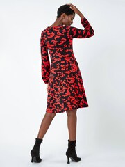 Roman Red Aztec Style Print Stretch Tea Dress - Image 2 of 5