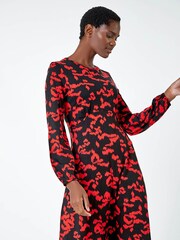 Roman Red Aztec Style Print Stretch Tea Dress - Image 3 of 5