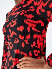 Roman Red Aztec Style Print Stretch Tea Dress - Image 5 of 5