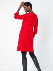 Roman Red Textured Pocket Shift Dress - Image 2 of 5