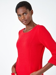 Roman Red Textured Pocket Shift Dress - Image 4 of 5