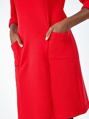 Roman Red Textured Pocket Shift Dress - Image 5 of 5