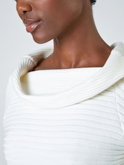 Roman White Ribbed Stretch Cowl Neck Jumper - Image 5 of 5