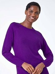 Roman Purple Plain Soft Crew Neck Jumper - Image 3 of 5