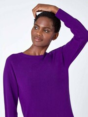 Roman Purple Plain Soft Crew Neck Jumper - Image 4 of 5