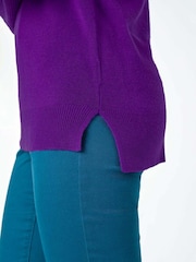 Roman Purple Plain Soft Crew Neck Jumper - Image 5 of 5