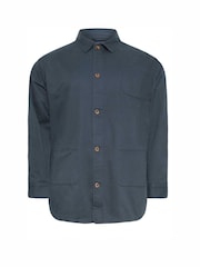 BadRhino Big & Tall Blue Woven 100% Cotton Overshirt - Image 2 of 3