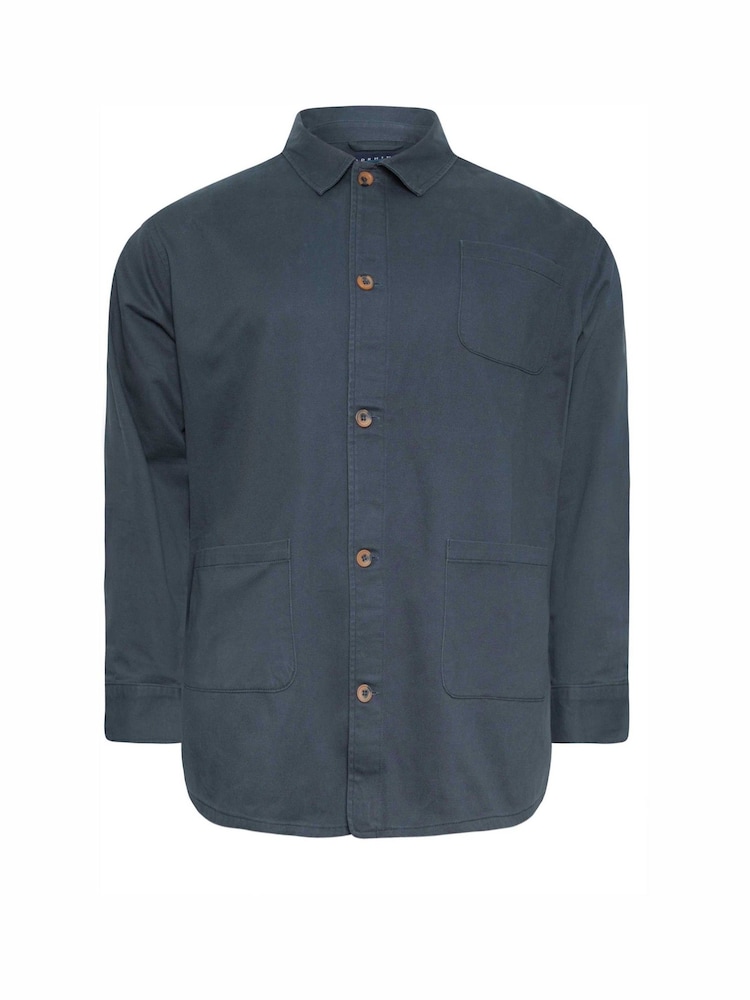 BadRhino Big & Tall Blue Woven 100% Cotton Overshirt - Image 2 of 3