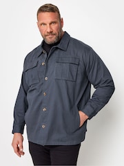 BadRhino Big & Tall Blue Cotton Twill 100% Cotton Overshirt - Image 1 of 3