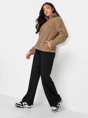 PixieGirl Petite Brown Half Zip Borg Top - Image 3 of 4