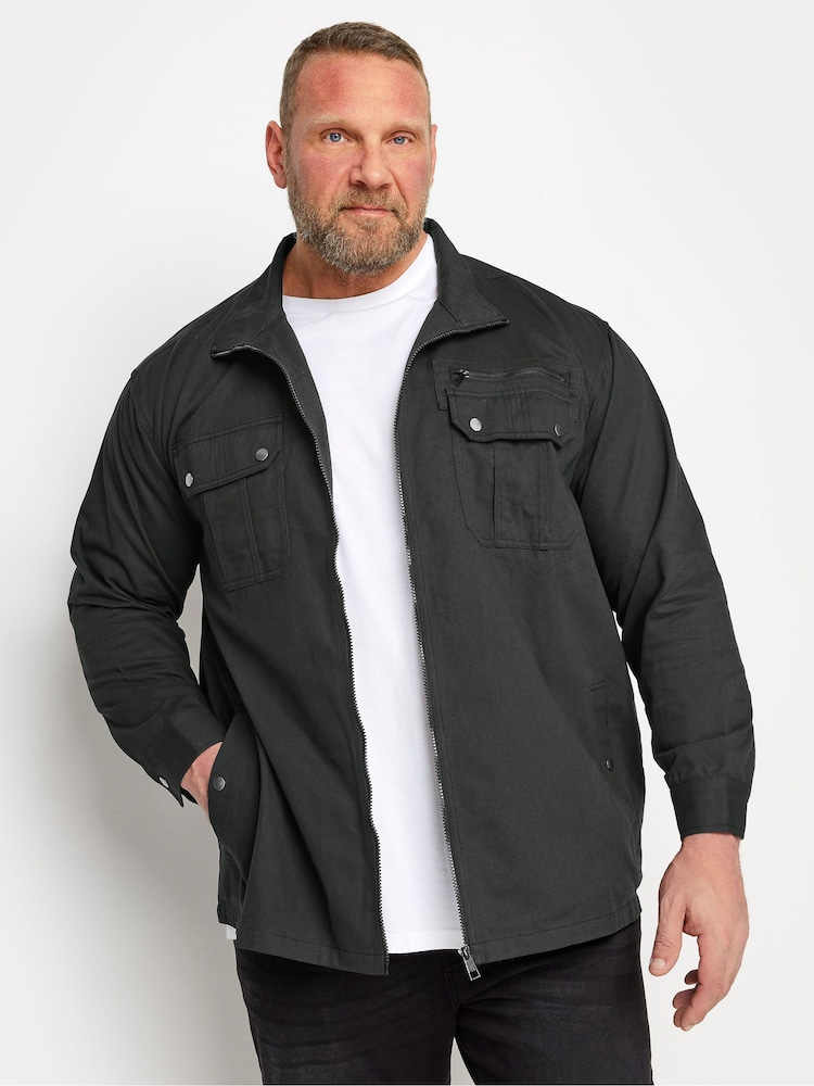 BadRhino Big & Tall Black Black Zip Up 100% Cotton Jacket - Image 1 of 3