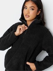 PixieGirl Petite Black Half Zip Borg Top - Image 4 of 4