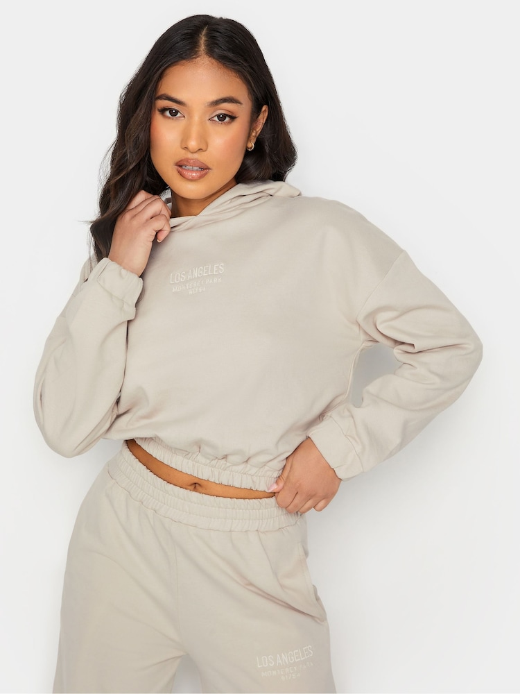 PixieGirl Petite Natural LA Embroidered 100% Cotton Hoodie - Image 1 of 4 PixieGirl Petite Natural LA Embroidered 100% Cotton Hoodie - Image 1 of 4