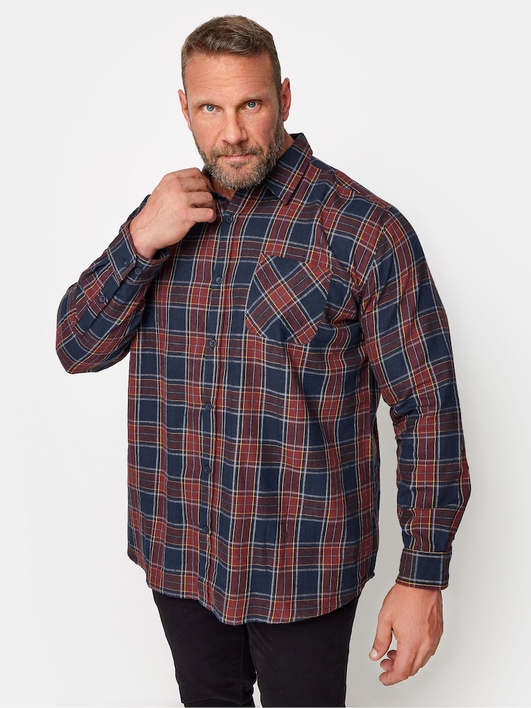 BadRhino Big & Tall Red Brushed 100% Cotton Check Shirt - Image 2 of 4
