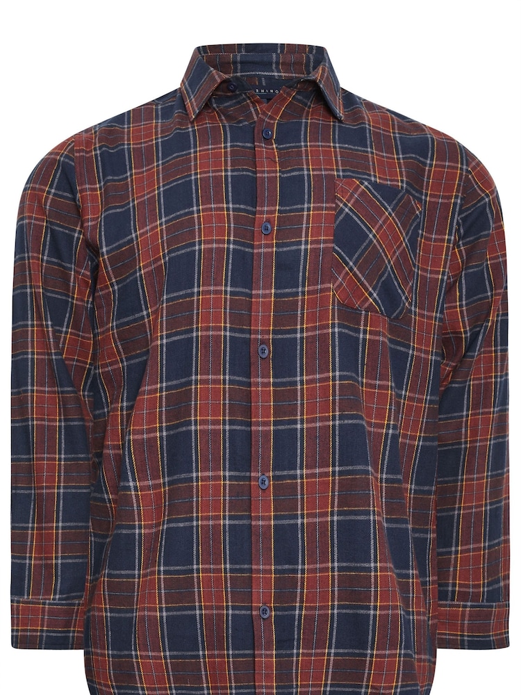 BadRhino Big & Tall Red Brushed 100% Cotton Check Shirt - Image 3 of 4
