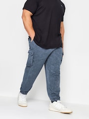 BadRhino Big & Tall Blue Acid Wash Cargo 100% Cotton Joggers - Image 1 of 4