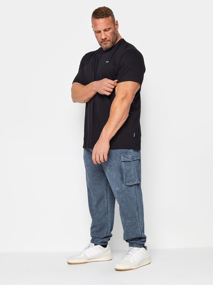 BadRhino Big & Tall Blue Acid Wash Cargo 100% Cotton Joggers - Image 2 of 4