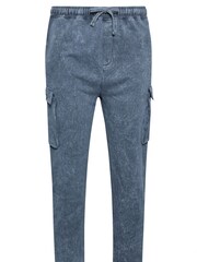 BadRhino Big & Tall Blue Acid Wash Cargo 100% Cotton Joggers - Image 3 of 4