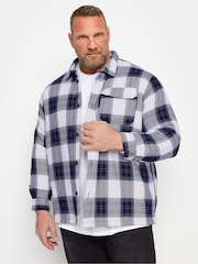 BadRhino Big & Tall Blue Check 100% Cotton Overshirt - Image 1 of 3