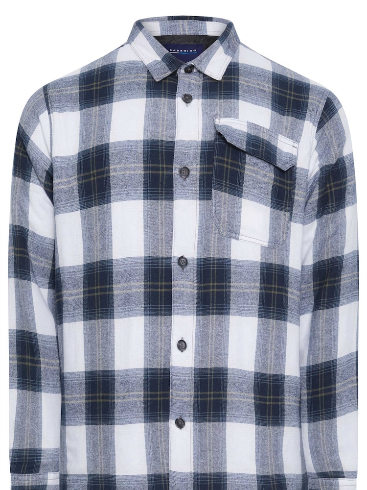 BadRhino Big & Tall Blue Check 100% Cotton Overshirt - Image 2 of 3