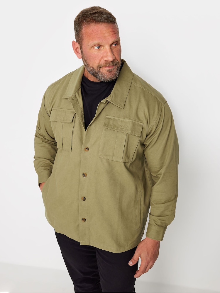 BadRhino Big & Tall Green Cotton Twill 100% Cotton Overshirt - Image 1 of 3