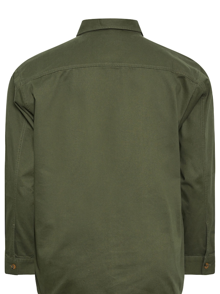 BadRhino Big & Tall Green Woven 100% Cotton Overshirt - Image 4 of 4