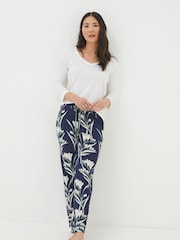 FatFace Blue Eva Spring Blooms Jersey Pyjamas - Image 1 of 5