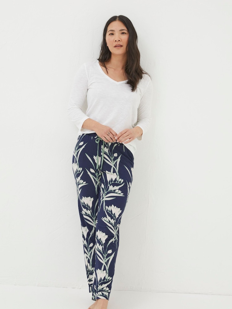 FatFace Blue Eva Spring Blooms Jersey Pyjamas - Image 1 of 5