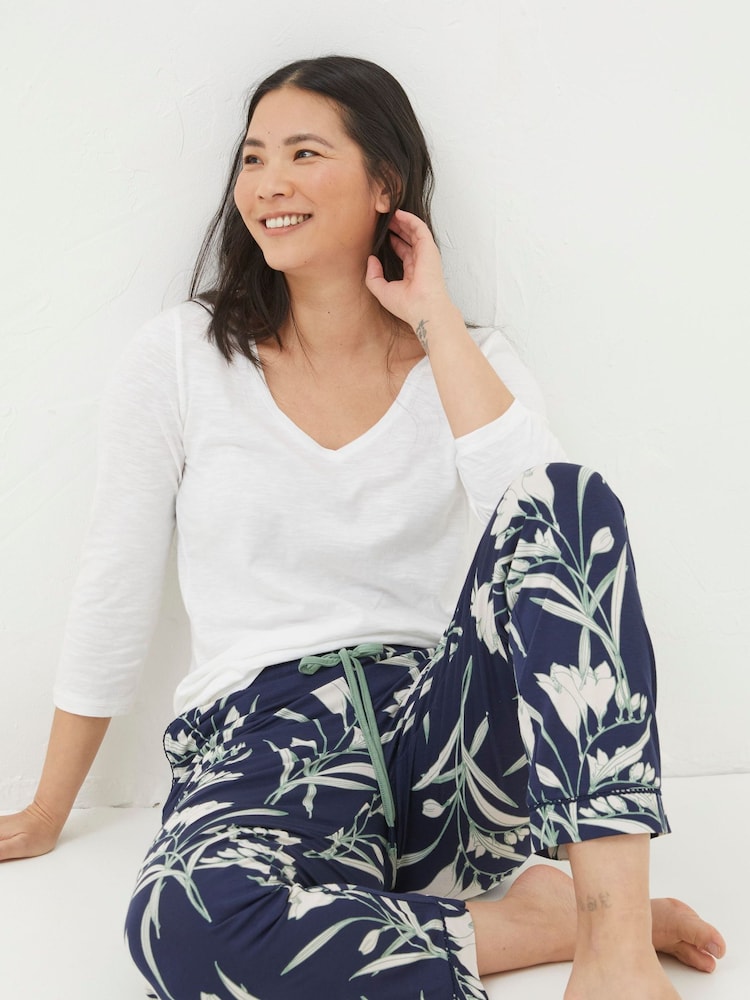 FatFace Blue Eva Spring Blooms Jersey Pyjamas - Image 2 of 5